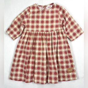 SMILING‎ BUTTON Girls' Tartan Plaid Long Sleeve Countryside Dress Playful Size 5